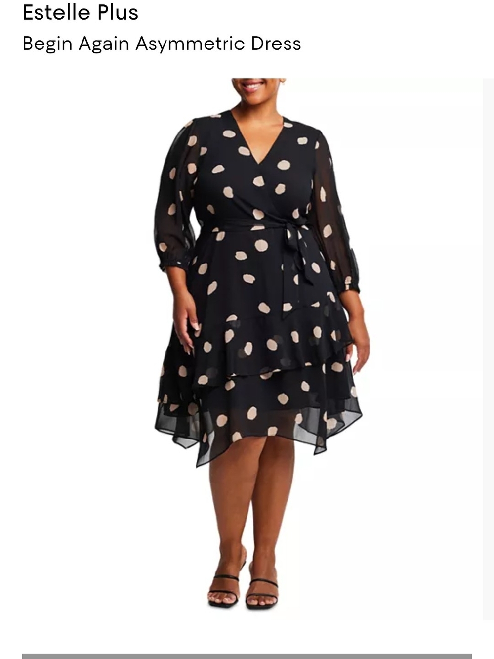 Bloomingdales Estelle Black Polka Dot Wrap Dress